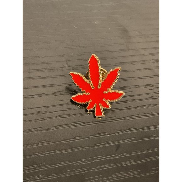 Red Leaf Enamel Pin Badge For the Herbal Lover Mary Jane - Picture 1 of 3